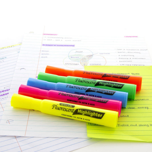 Desk Style Fluorescent Highlighters - Pack of 3