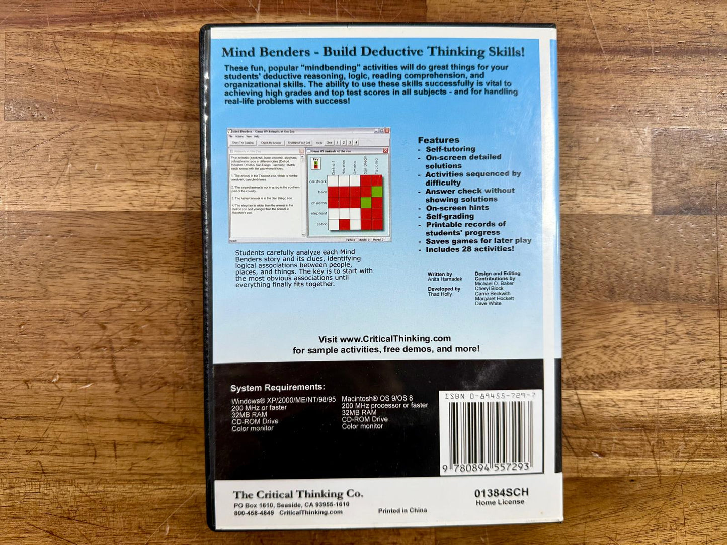 Mind Benders Deductive Thinking Skills Games CD Grades 3-6