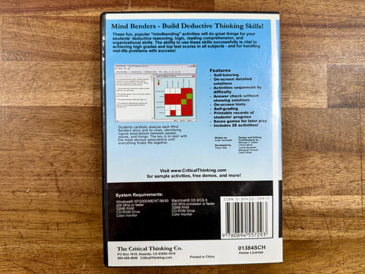 Mind Benders Deductive Thinking Skills Games CD Grades 3-6