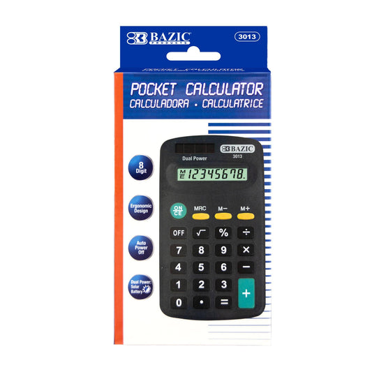 Pocket Size Black Calculator 8-Digit Dual Power