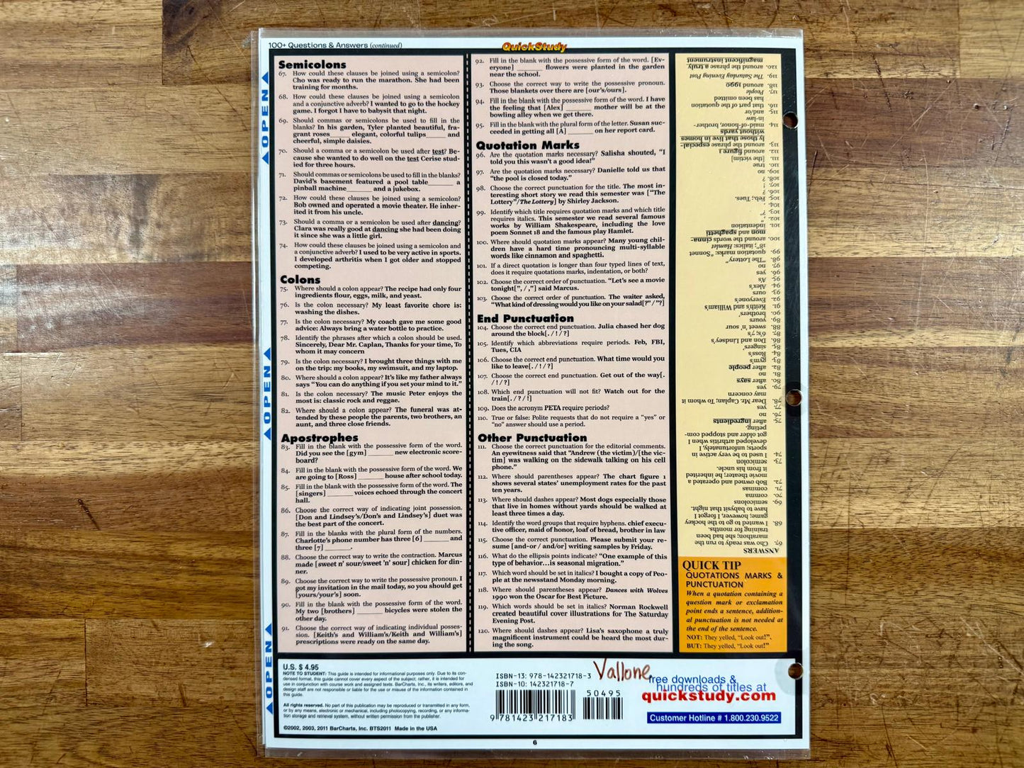 QuickStudy English Grammar Reference Guide