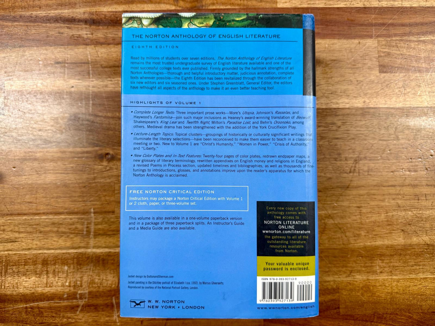 The Norton Anthology of English Literature Vol. 1 - HC, VG