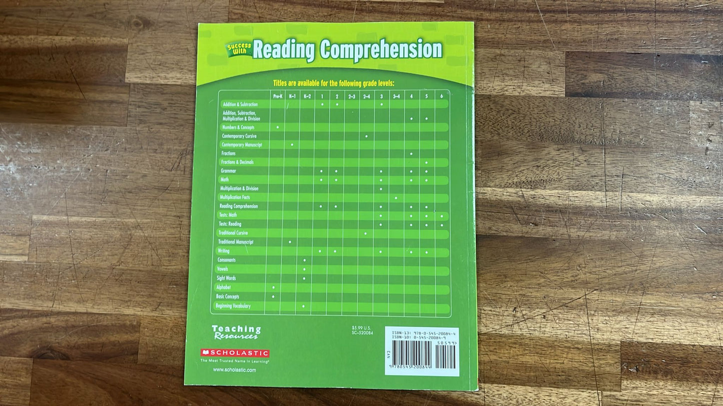 Scholastic, Success with Reading Comprehension, Grade 1