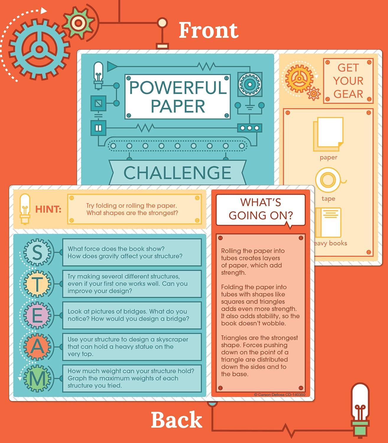 Carson Dellosa Stem Challenges Learning Cards Kit, 30 Science Projects, Stem Kits for Kids Ages 8-12 (NEW)
