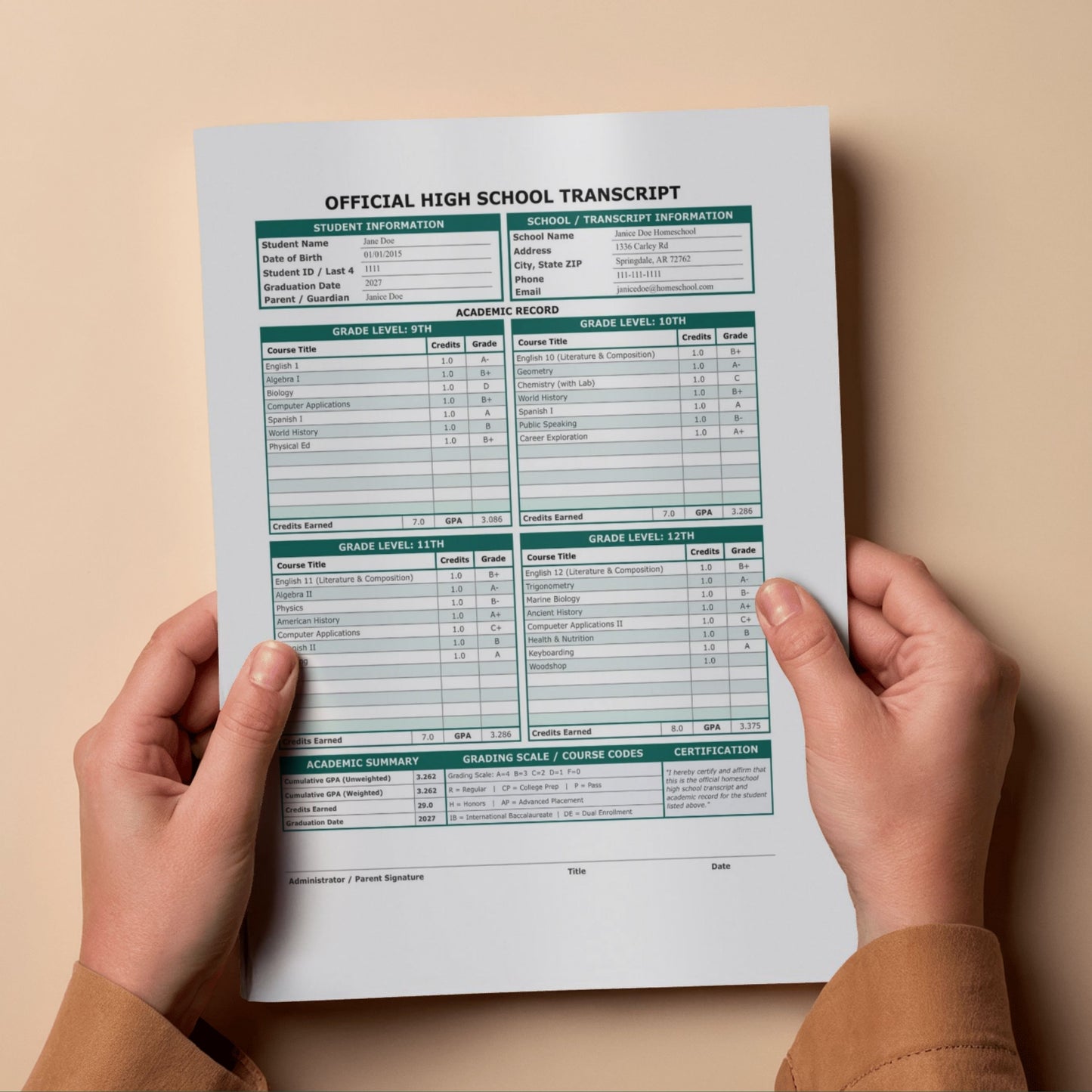 Homeschool High School PREMIUM Transcript Spreadsheet | GPA Calculator, Credits Tracker (Digital Download)