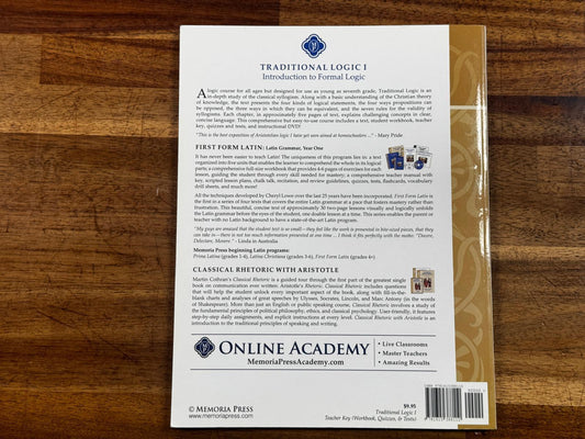 Memoria Press Traditional Logic 2nd Ed Teacher Key - Condition GOOD & CLEAN