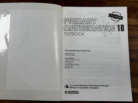Singapore Math Primary Mathematics 1B US Edition - Condition GOOD