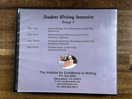 IEW Student Writing Intensive Group C DVD - Condition COMPLETE
