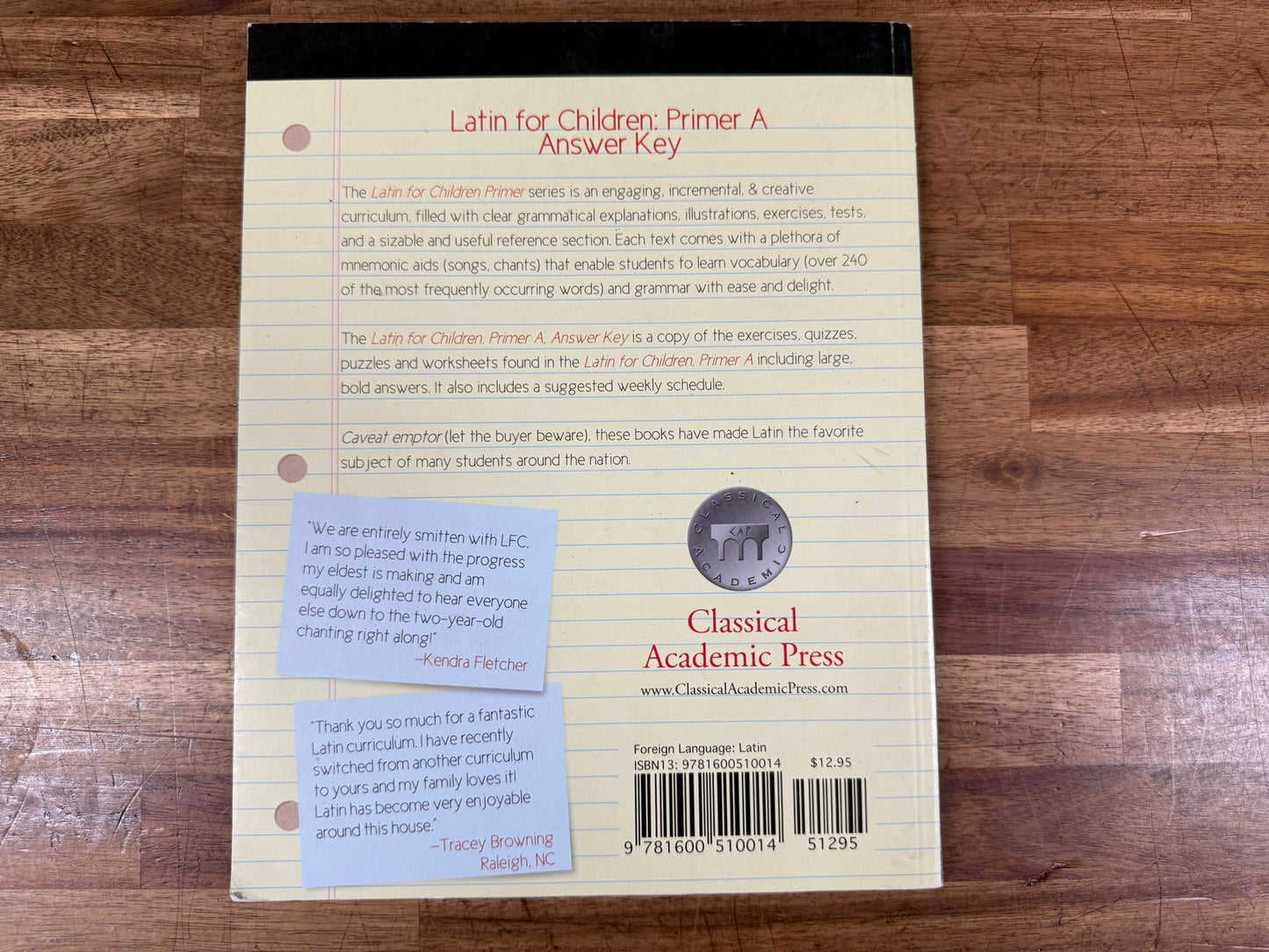 Classical Answer Key Latin for Children Primer A