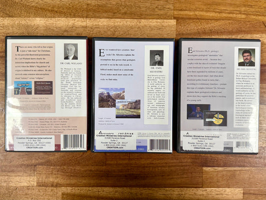 Creation Ministries International – DVD Lot of 3: Rocks & Ages, Rocks Around the Clock, & Origins in the Modern World