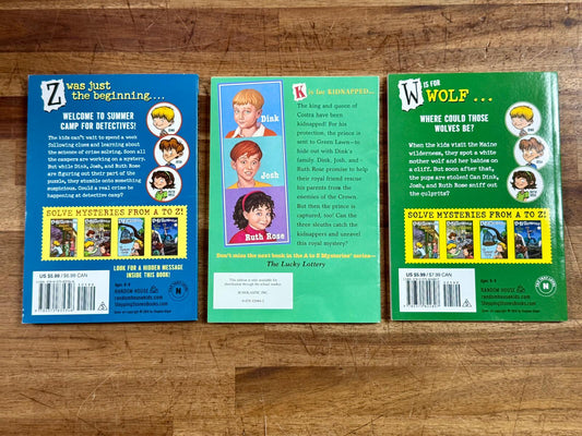 A to Z Mysteries by Ron Roy Lot of 3: K, W, Super Edition 1