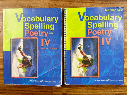 Abeka Vocabulary Spelling Poetry IV Set: Text, Key, Quizzes