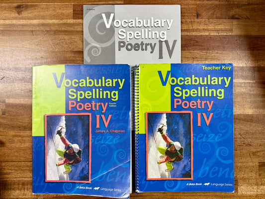 Abeka Vocabulary Spelling Poetry IV Set: Text, Key, Quizzes