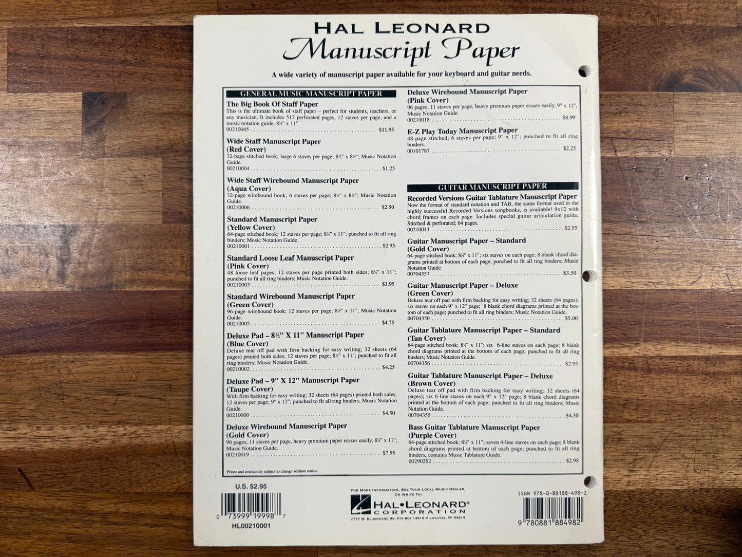 Hal Leonard Standard Manuscript Paper