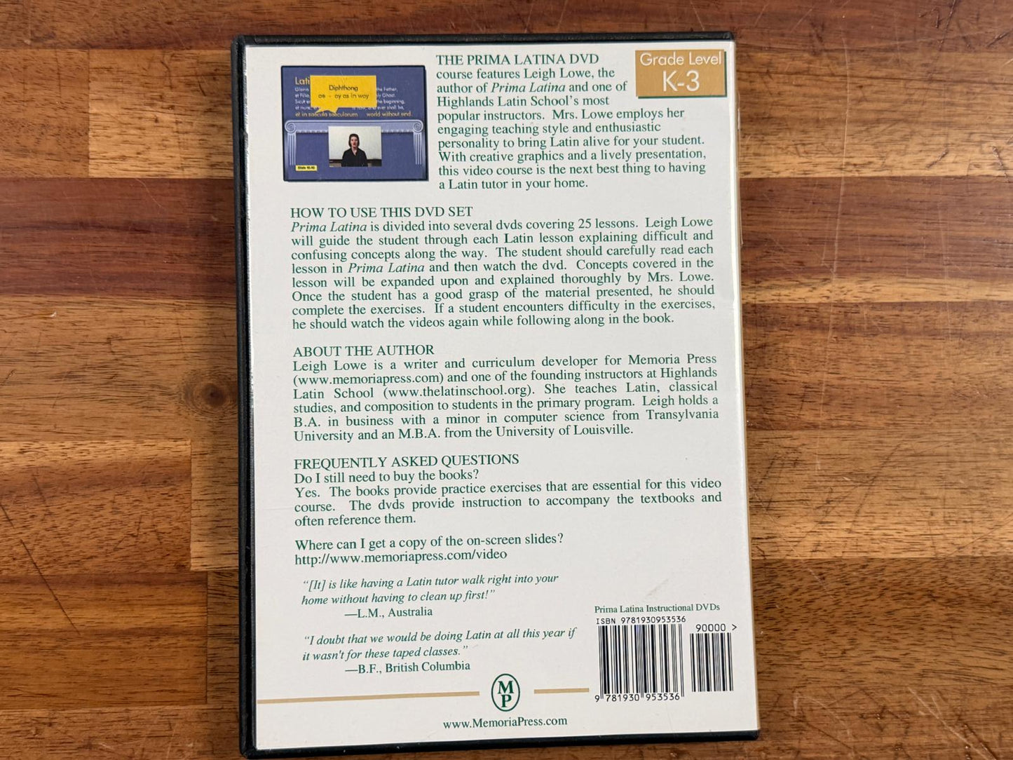 Memoria Press Prima Latina Instructional DVD