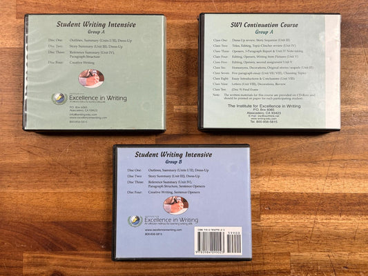 IEW Student Writing Intensive Continuation Courses – Group A & B DVD Sets