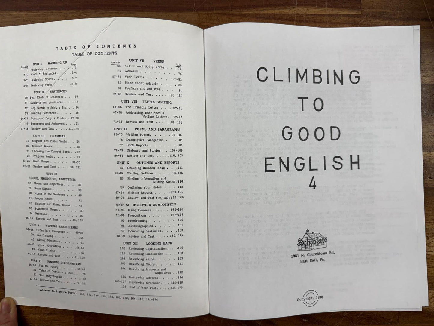Climbing to Good English 4 Teacher's Worktext Answer Key