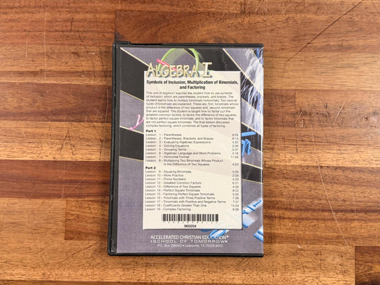 ACE Algebra 1 DVD - Volume 4 - Symbols of Inclusion, Mult...