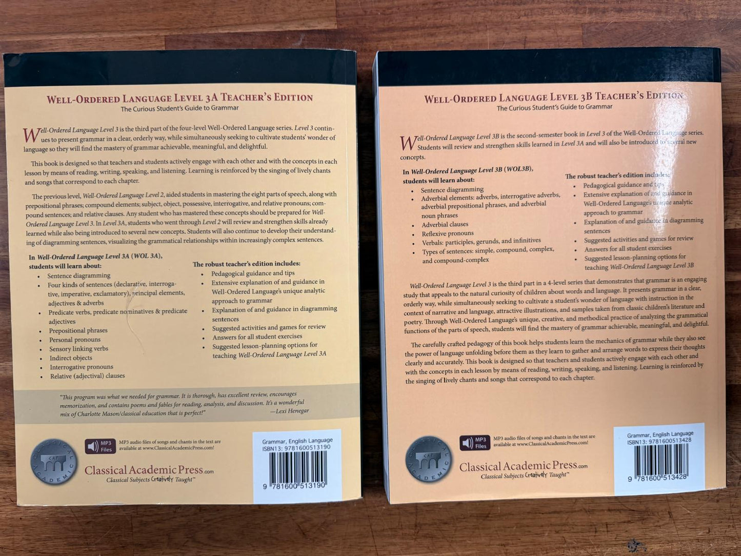 Well-Ordered Language 3A-3B Teacher's Edition SET