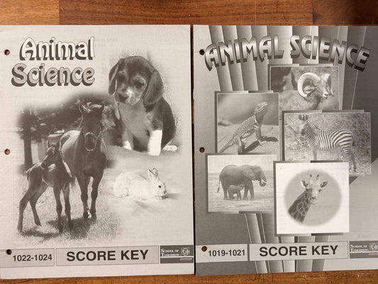 School of Tomorrow Animal Science Score Keys 1013-1024