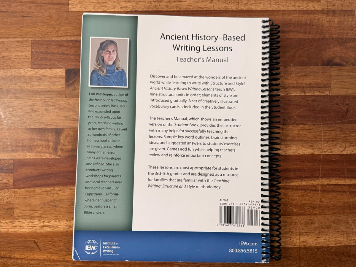IEW Ancient History-Based Writing Lessons Teacher's Manual