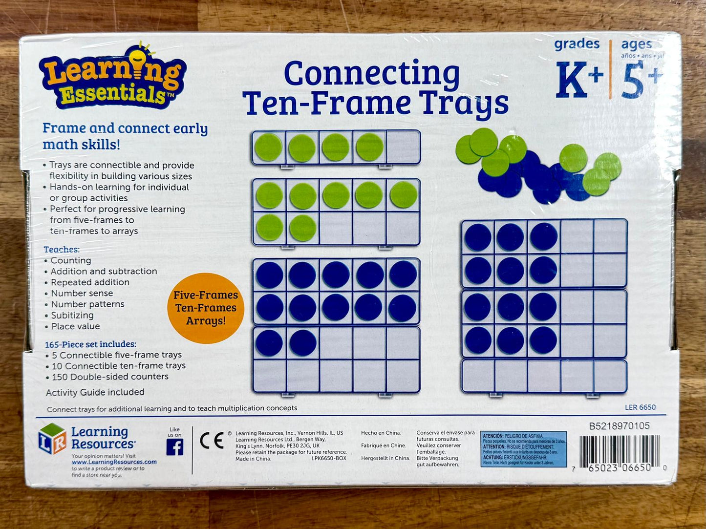 Learning Resources Connecting Ten-Frame Trays 165 Pieces (NEW)