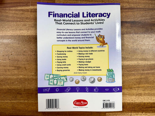 Evan-Moor Financial Literacy Lessons & Activities Gr 6-8 New