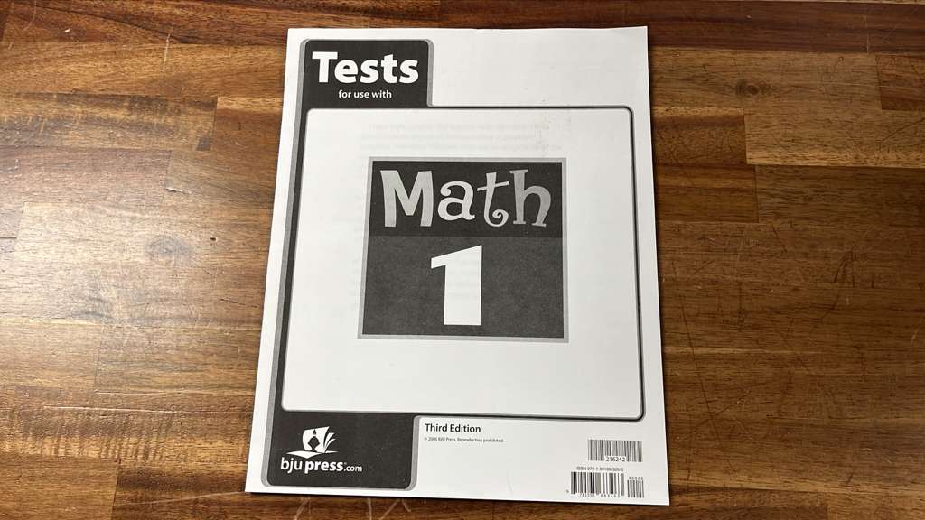 BJU Math 1 3rd Ed Tests & Answer Key