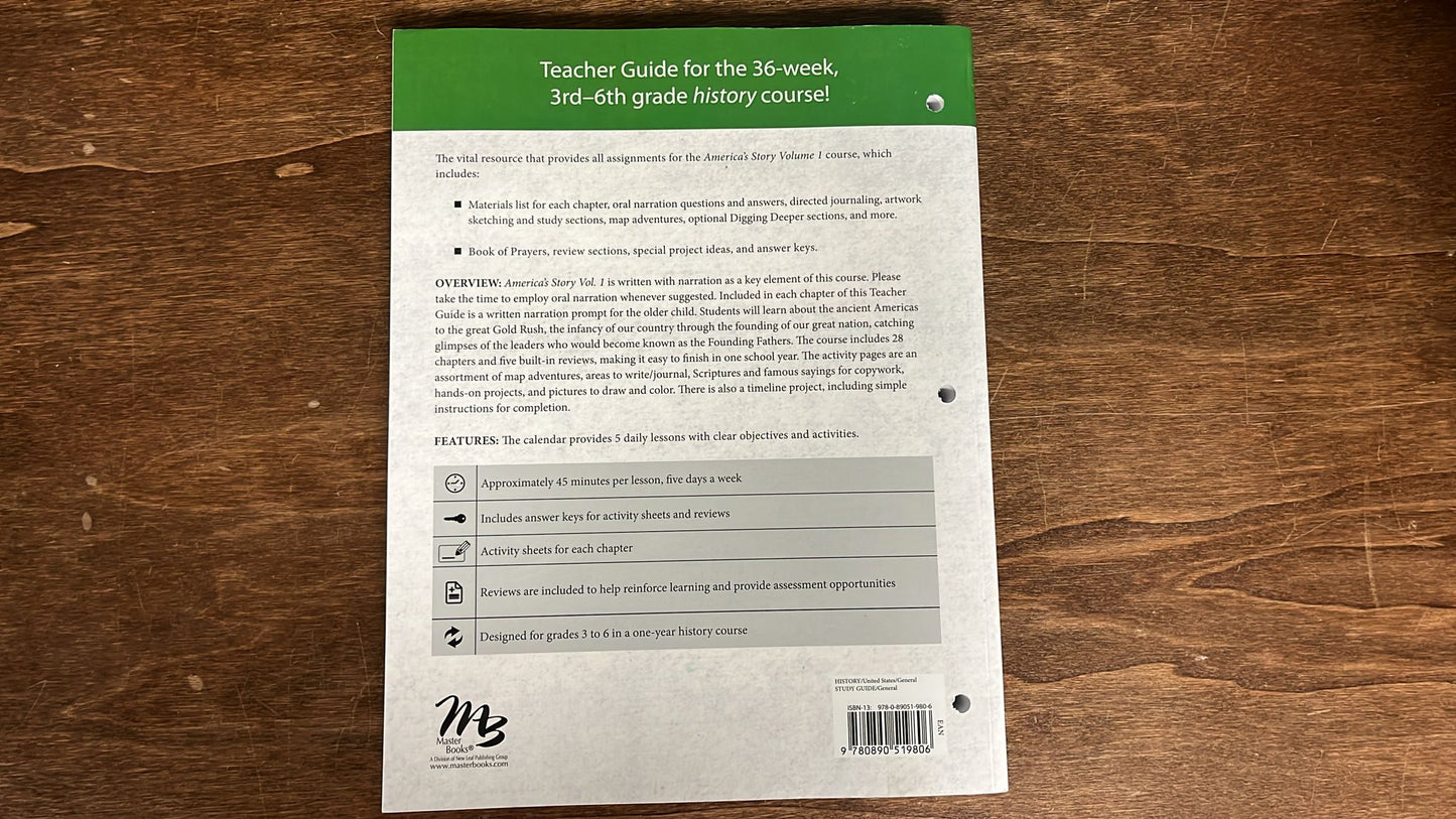 MB American Story 1 Grades 3-6 Teacher Guide