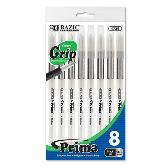 Prima Stick Pen with Cushion Grip - Pack of 8