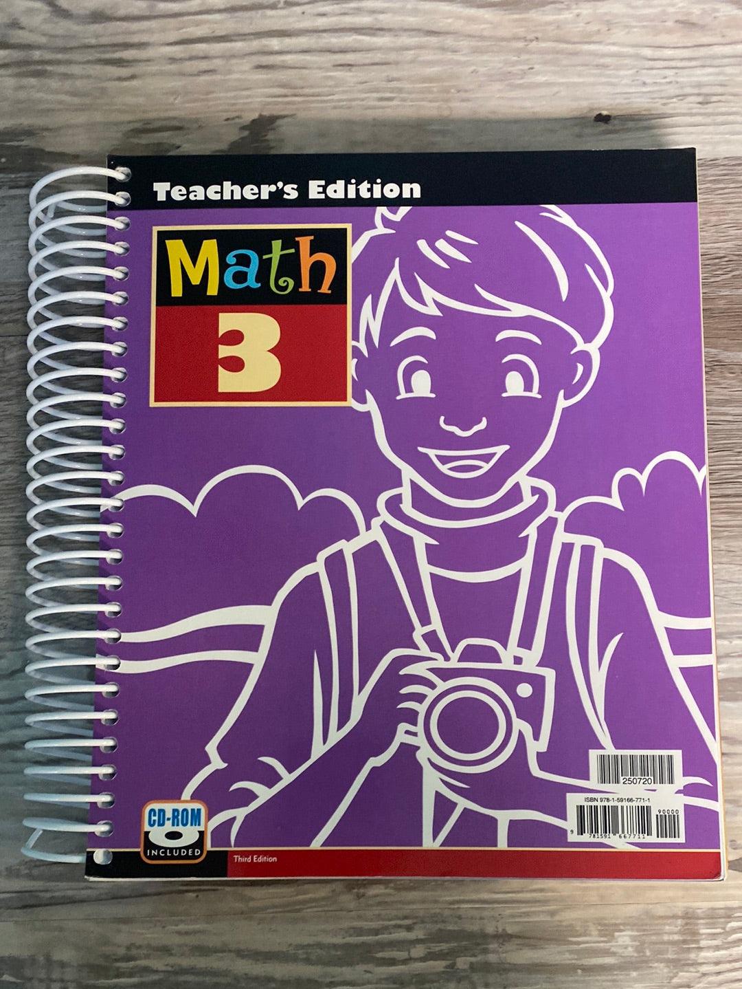 BJU Math 3 Teacher's Book w/ CD + Review Answers 3rd Ed