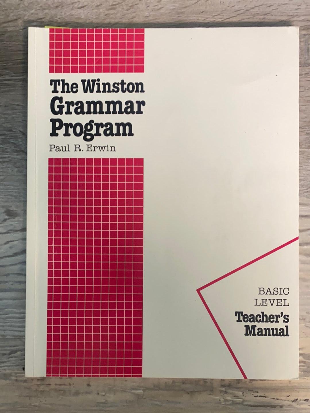 The Winston Grammar Program Basic Level Teacher's Manual