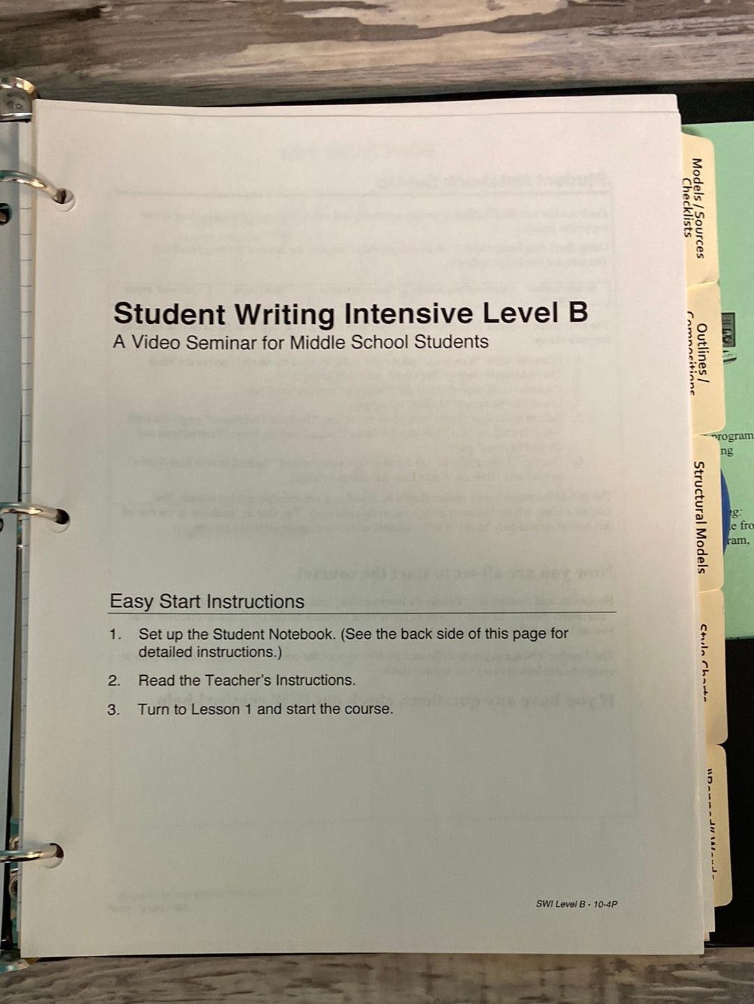 IEW Student Writing Intensive Level B DVD and Notebook