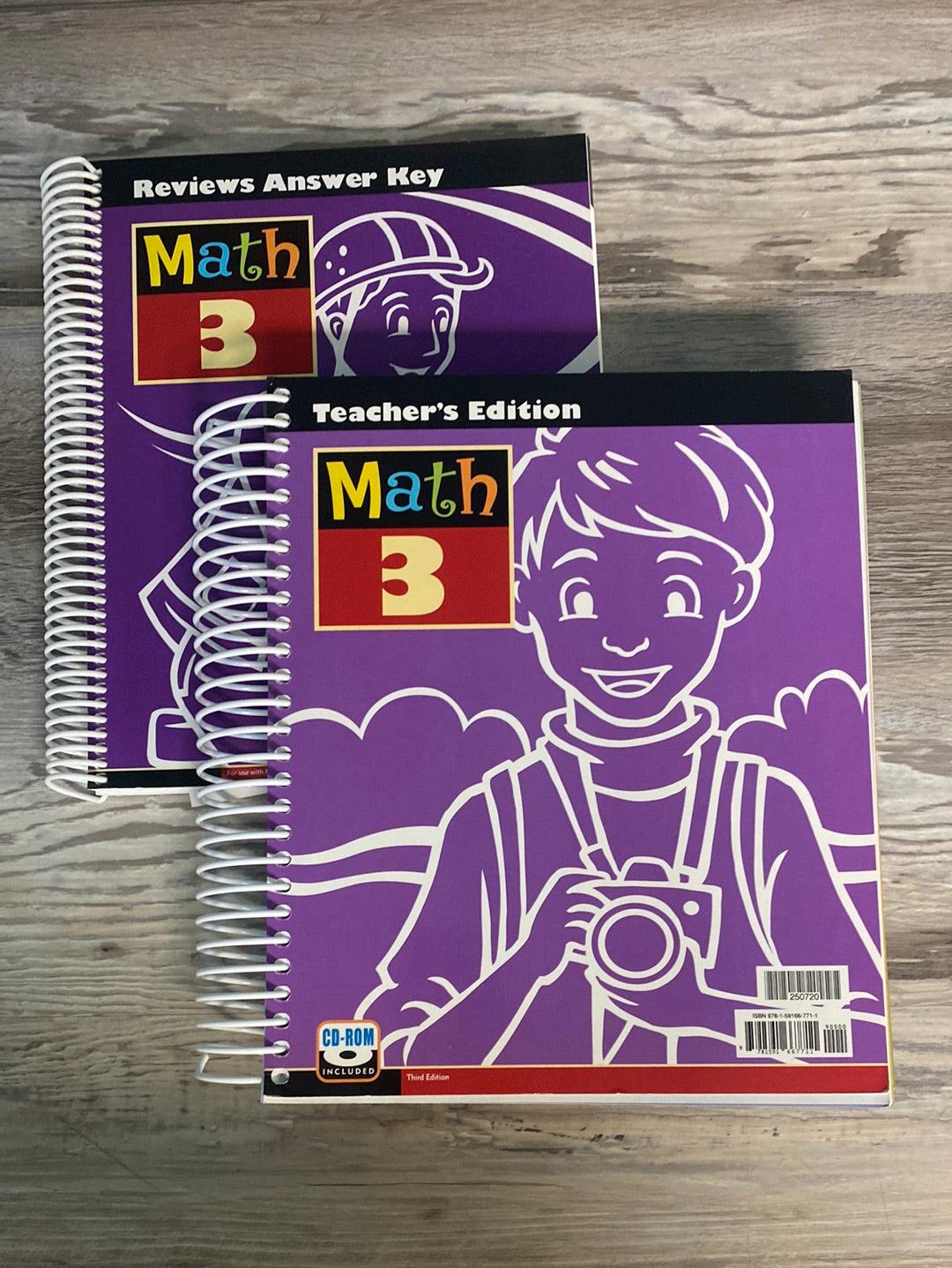 BJU Math 3 Teacher's Book w/ CD + Review Answers 3rd Ed