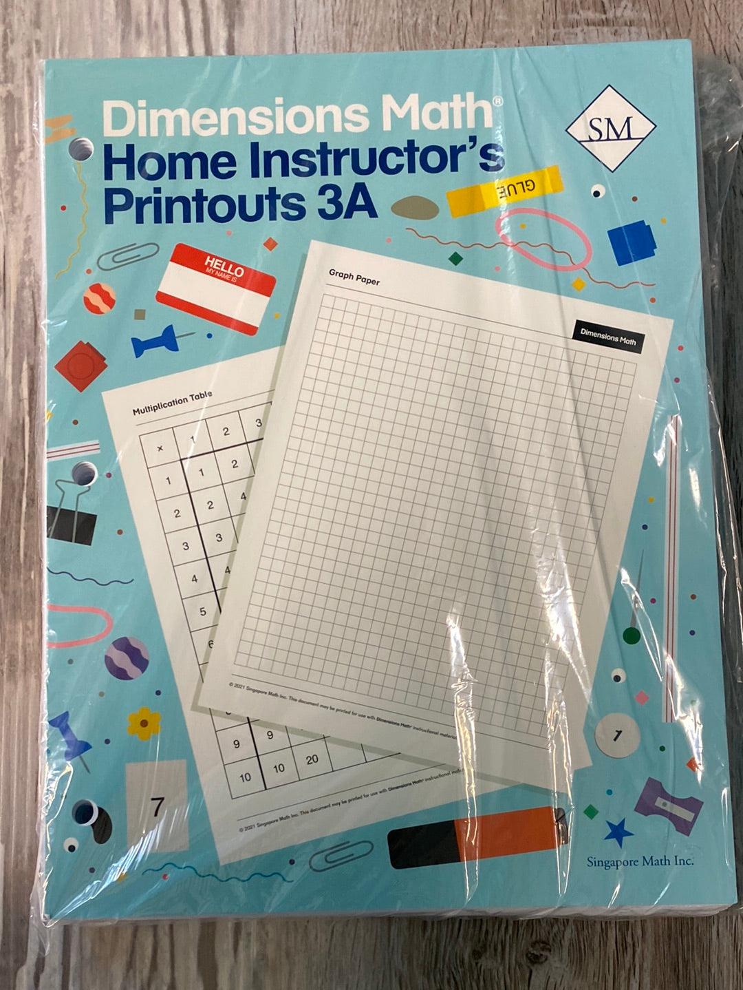 Dimensions Math 3A Home Instructor's Guide + Printouts