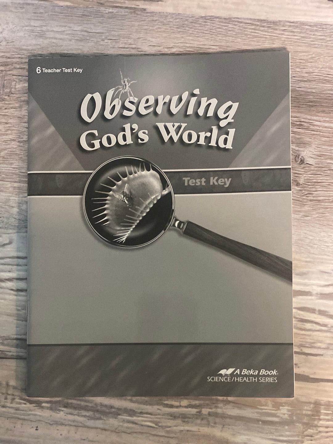 Abeka Observing God's World Test & Quiz Key