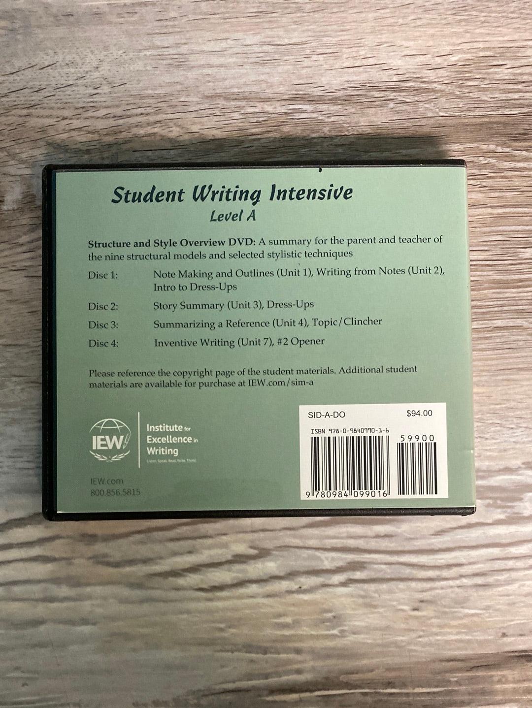 IEW Student Writing Intensive Level A DVD's and Notebook