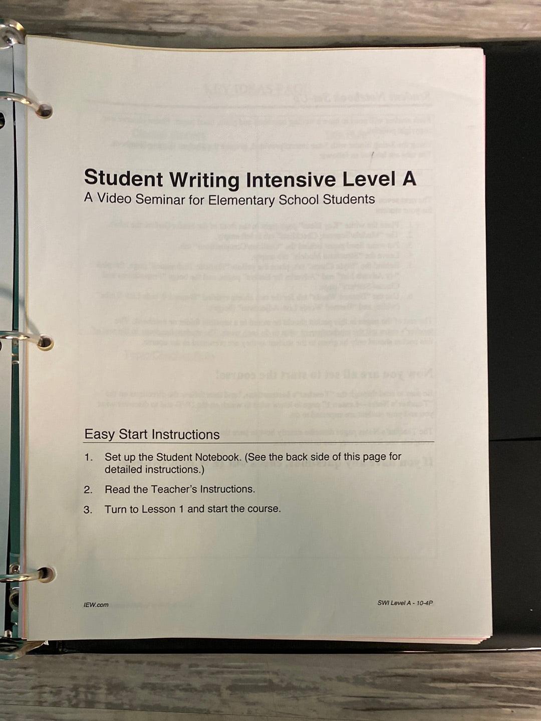 IEW Student Writing Intensive Level A DVD's and Notebook