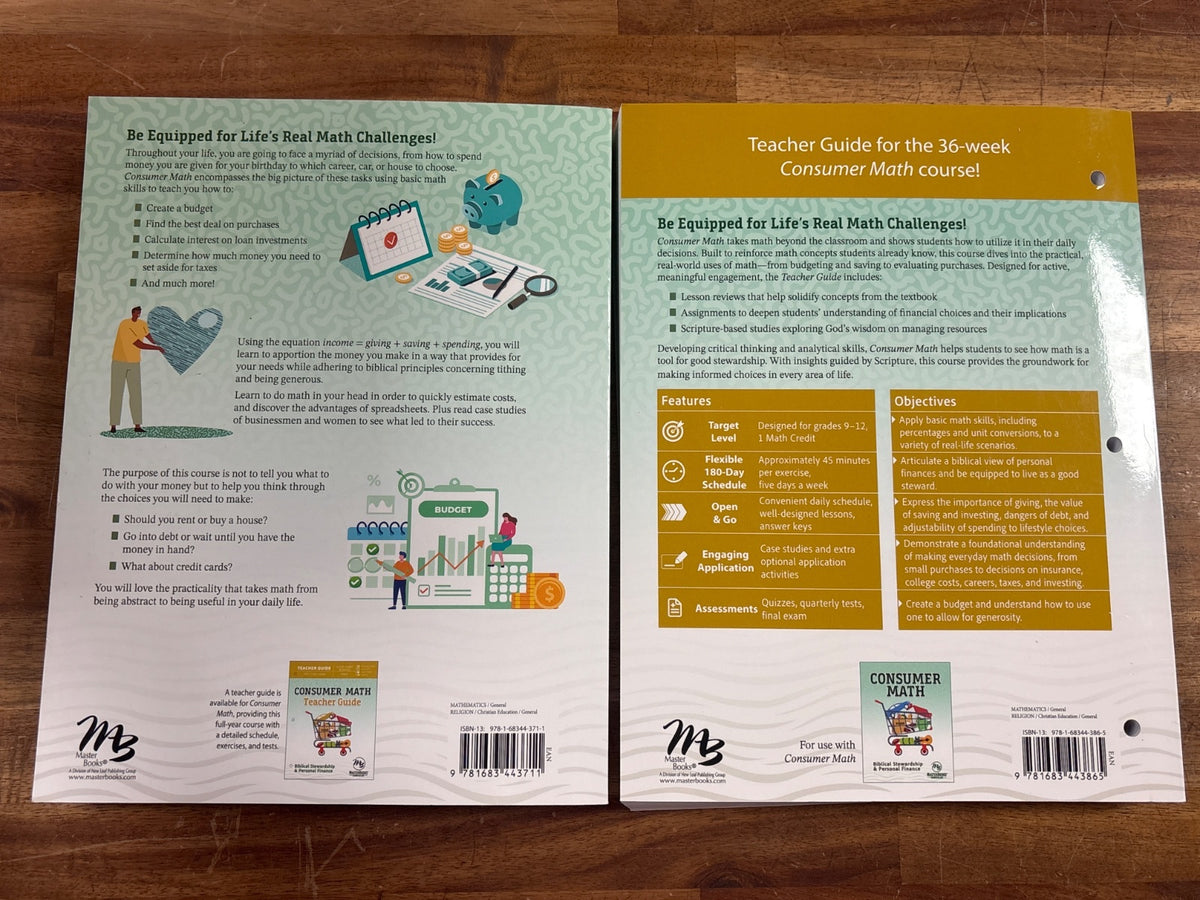 MasterBooks Consumer Math Student Text & Teacher Guide Set — photo 2 of 2