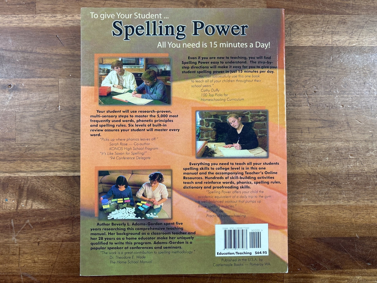 Adams-Gordon's Spelling Power 5th Edition Homeschool Manual