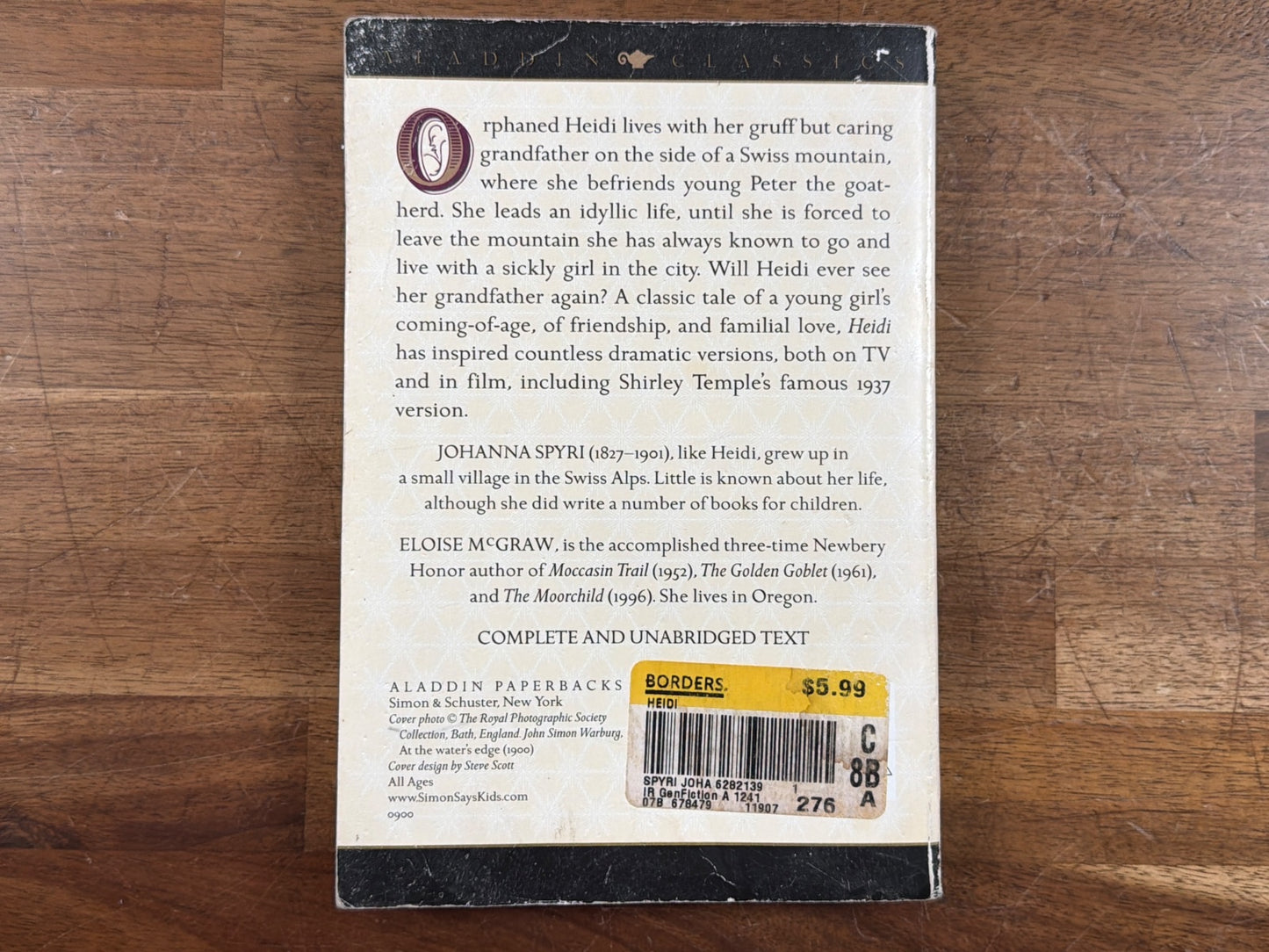Heidi by Johanna Spyri - Aladdin Classics Paperback Edition