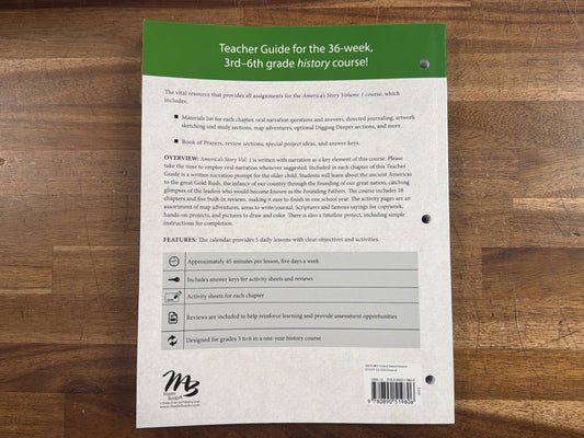 America's Story Vol 1 Teacher Guide 3rd-6th Grade Masterbooks