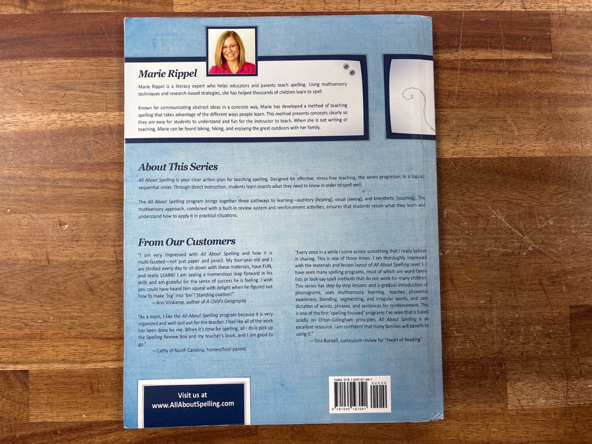 All About Spelling Level 1 Teacher's Manual by Marie Rippel