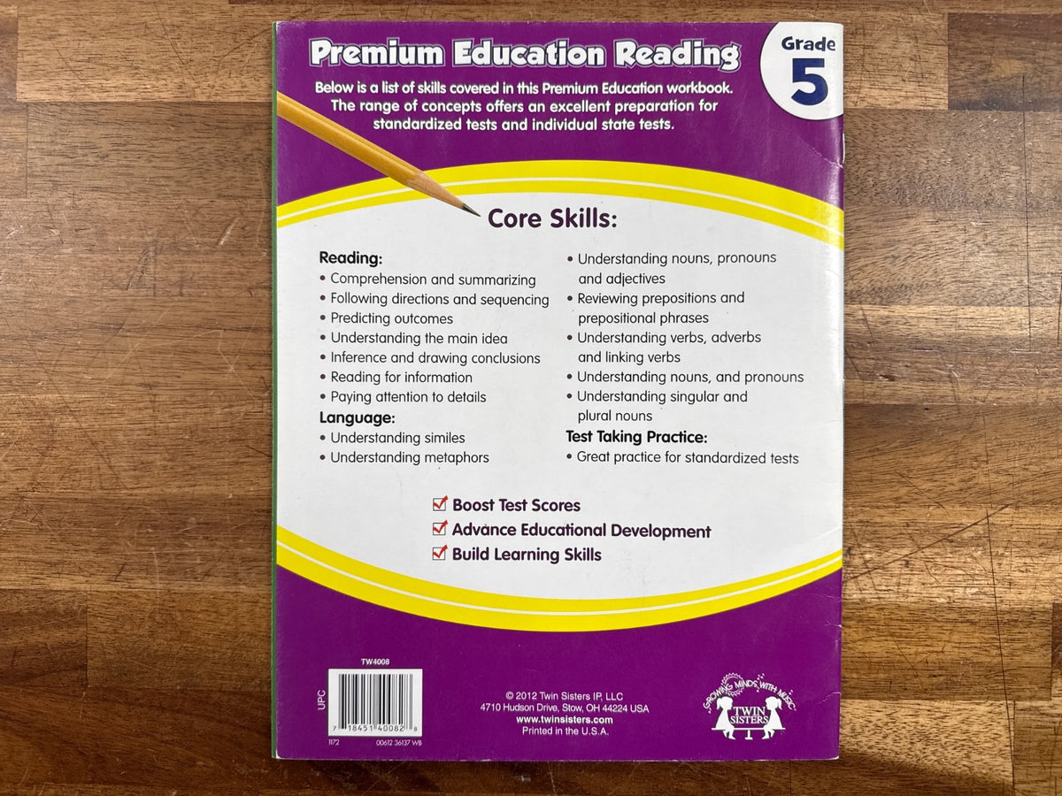 Twin Sisters Premium Education Reading Grade 5 Workbook
