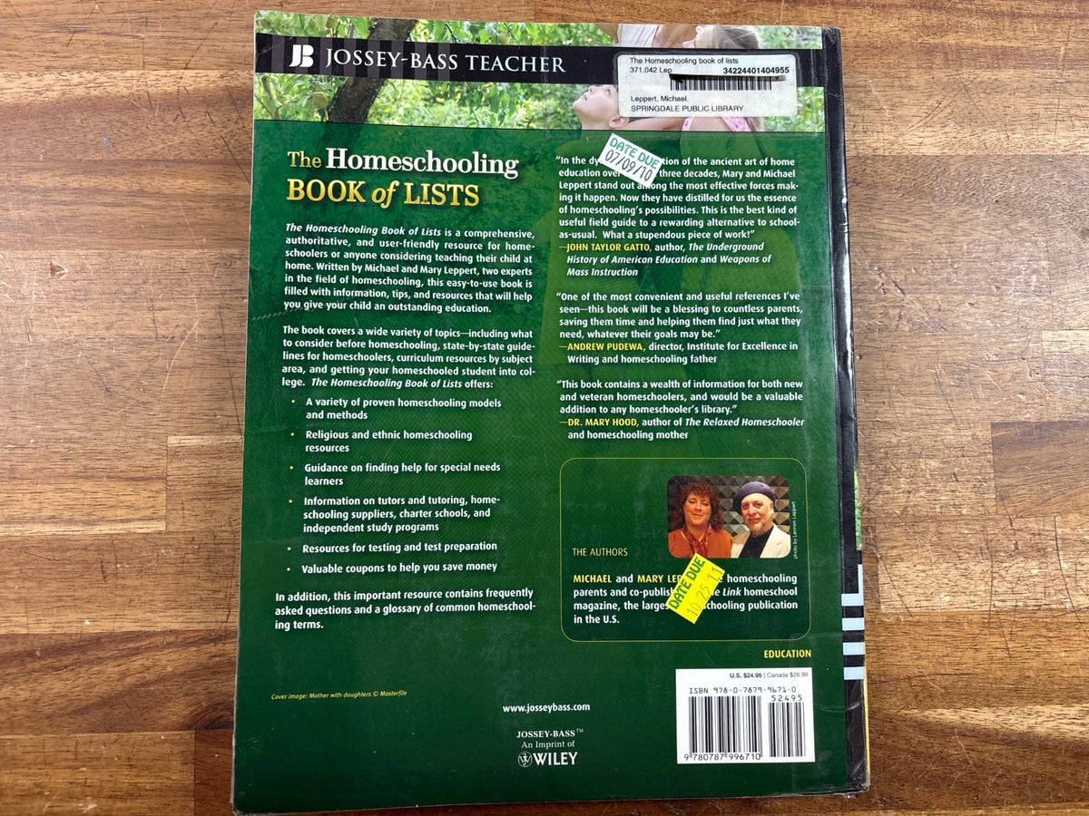 The Homeschooling Book of Lists - Leppert Grades K-12 — photo 2 of 2