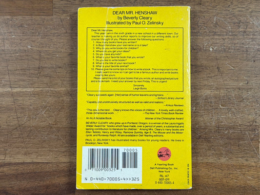 Dear Mr. Henshaw by Beverly Cleary - Dell Yearling Newbery