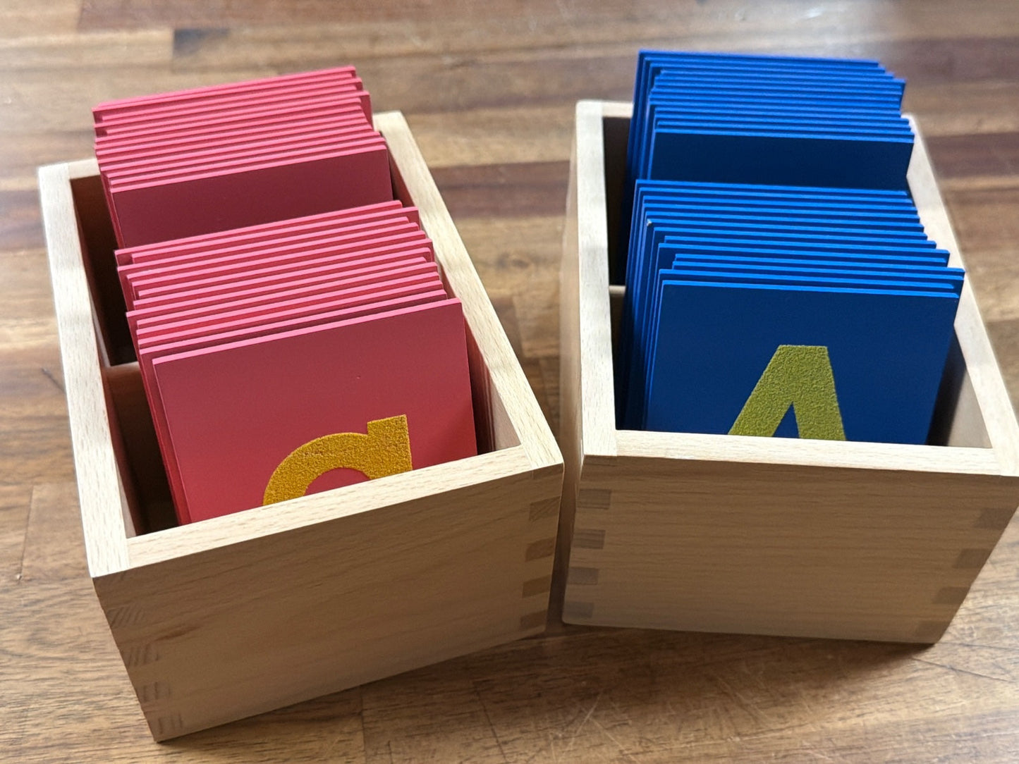Montessori Sandpaper Letters Upper Lowercase Set Boxes