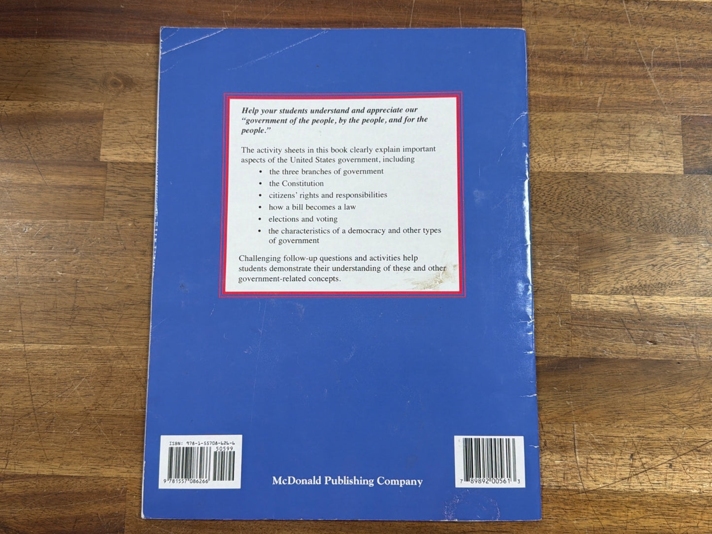 McDonald U.S. Government Reproducible Workbook Middle/Upper