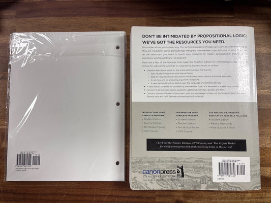 Canon Press Intermediate Logic Teacher Edition & Test Packet