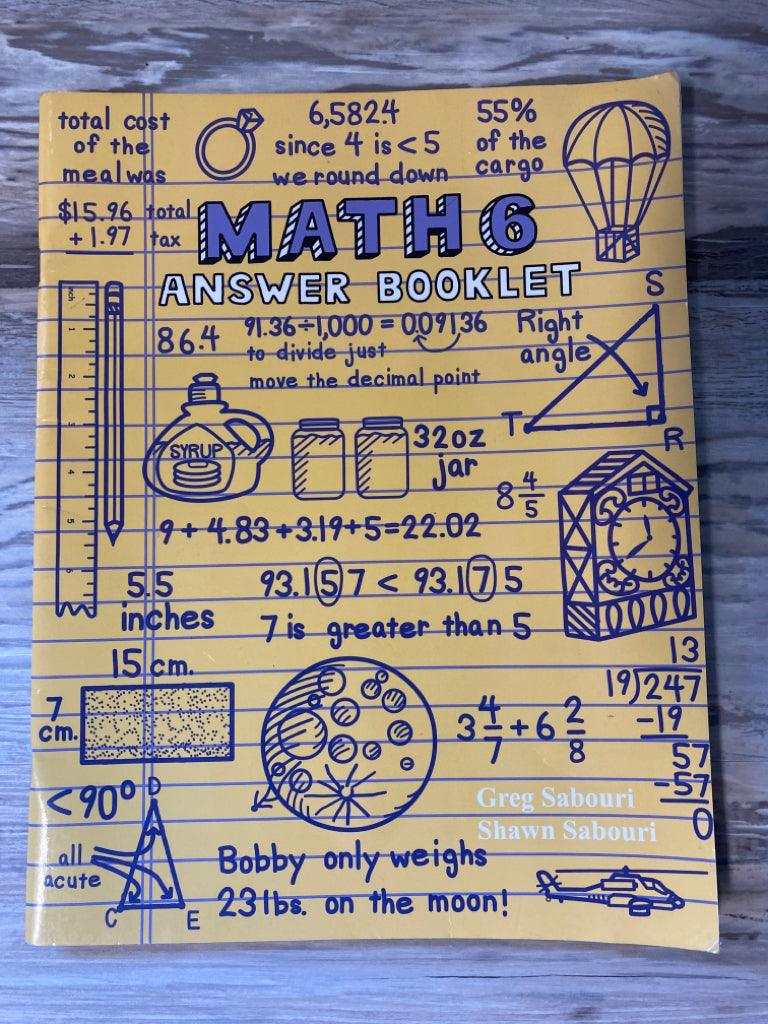 Teaching Textbooks Math 6 Answer Booklet
